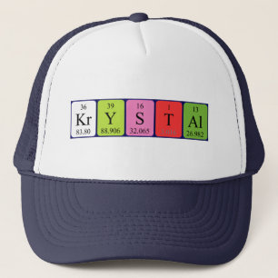 Casquette du nom de table périodique Krystal