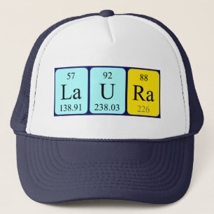 Casquette du nom de table périodique Laura