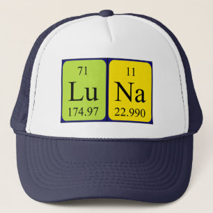 Casquette du nom de table périodique Luna