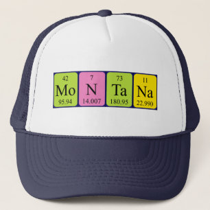 Casquette du nom de table périodique Montana