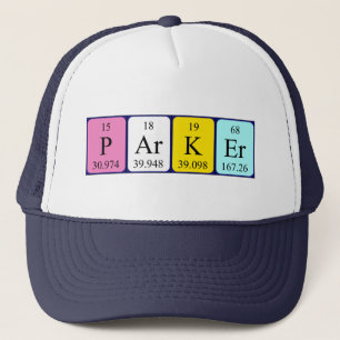Casquette du nom de table périodique Parker