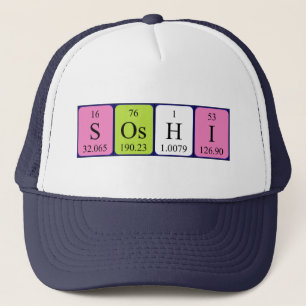 Casquette du nom de table périodique Soshi