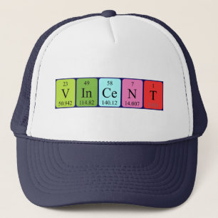 Casquette du nom de table périodique Vincent