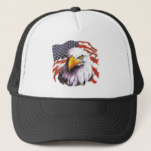 Casquette Eagle chauve avec une larme - drapeau des