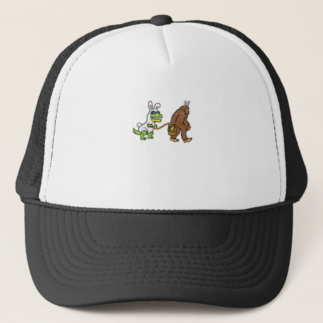 Casquette Easter Bunny Dino Bigfoot Sasquatch Trex Men Boys  (Devant)