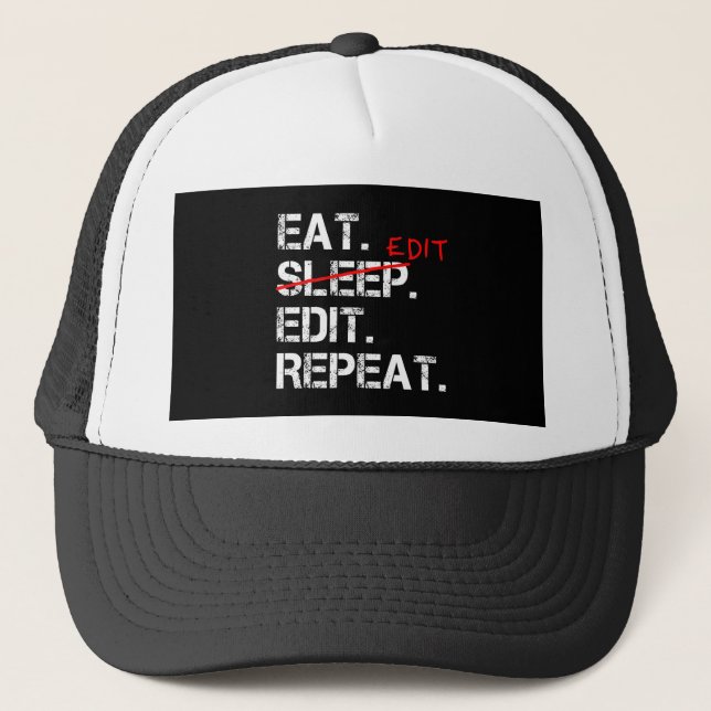 Casquette Eat Sleep Modifier Répéter drôle éditeur cadeau (Devant)