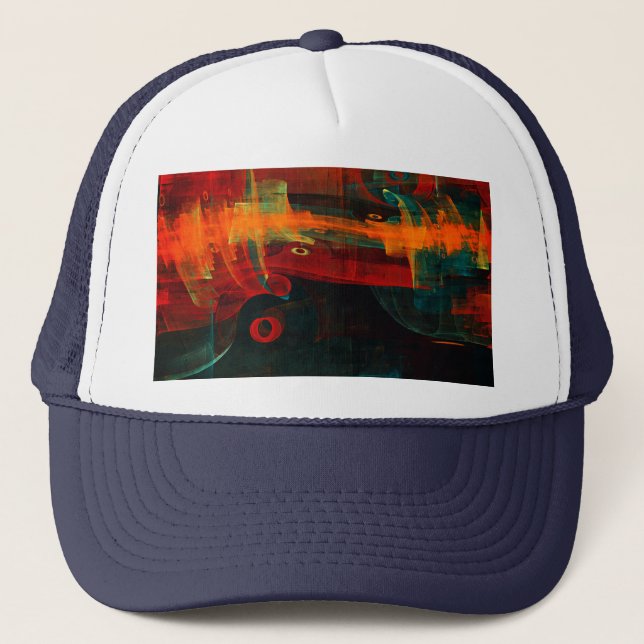 Casquette Eau Orange Rouge Bleu moderne Art Abstrait Motif (Devant)