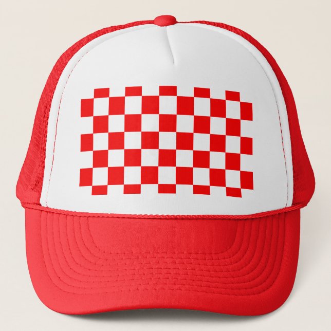 Casquette Écran À damiers drapeau Red Racing personnalisable (Devant)