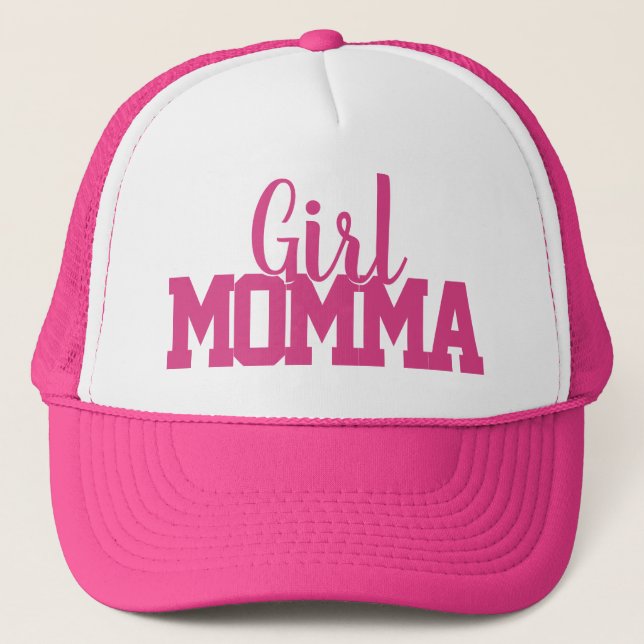Casquette écriture rose et blanc GIRL MOMMA lettres | (Devant)