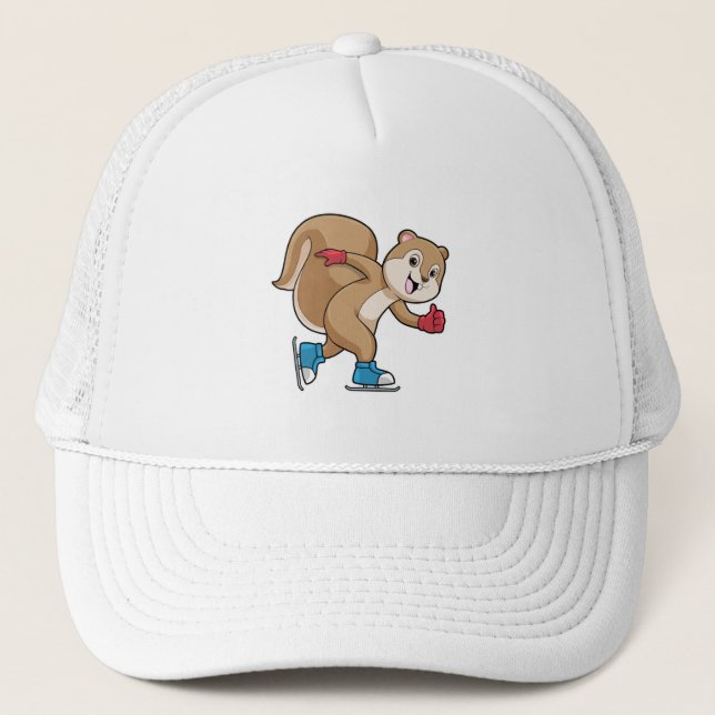 Casquette Écureuil au patinage sur glace avec patins sur gla (Devant)
