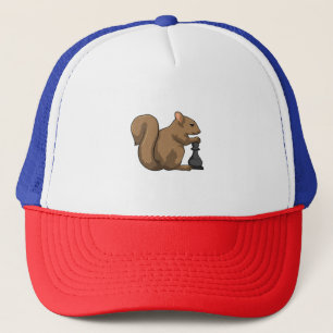 Casquette Écureuil aux échecs avec pièce d'échecs Évêque