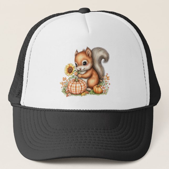 Casquette Écureuil bébé mignon de récolte d'automne (Devant)