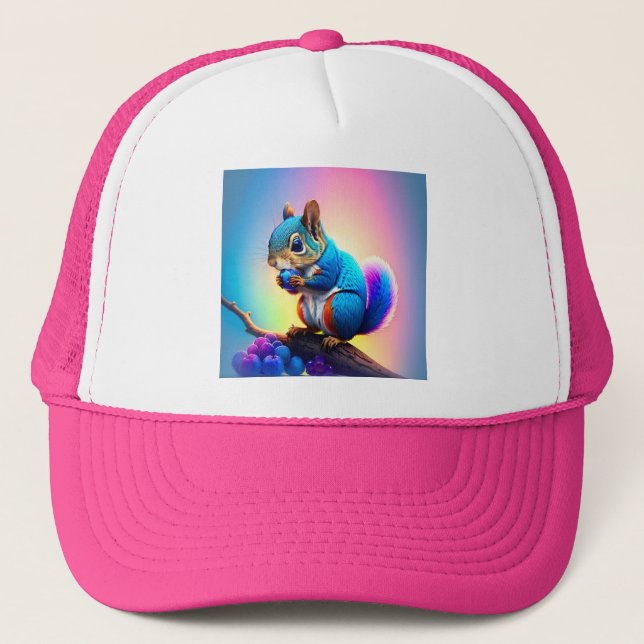 Casquette Écureuil Bleu Mangeant Un Fruit-323232 (Devant)