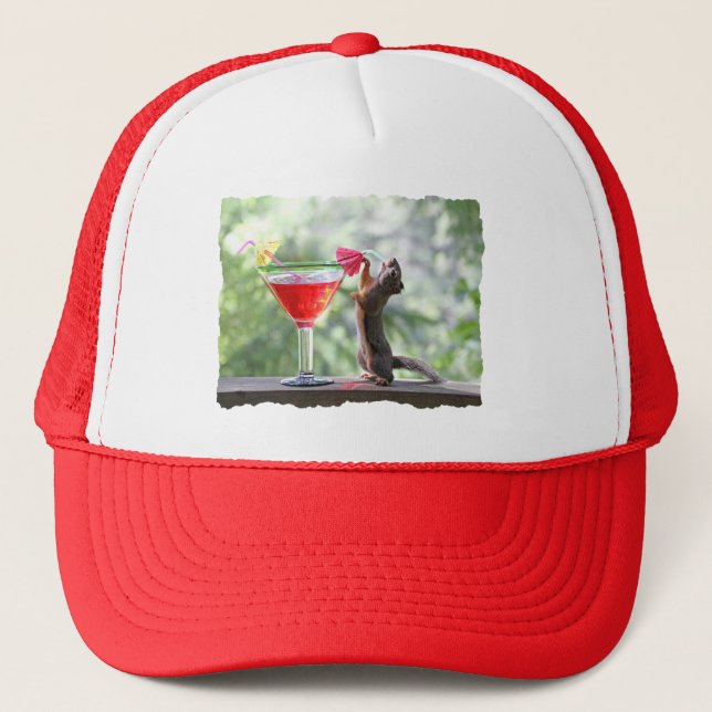Casquette Écureuil buvant la boisson tropicale (Devant)