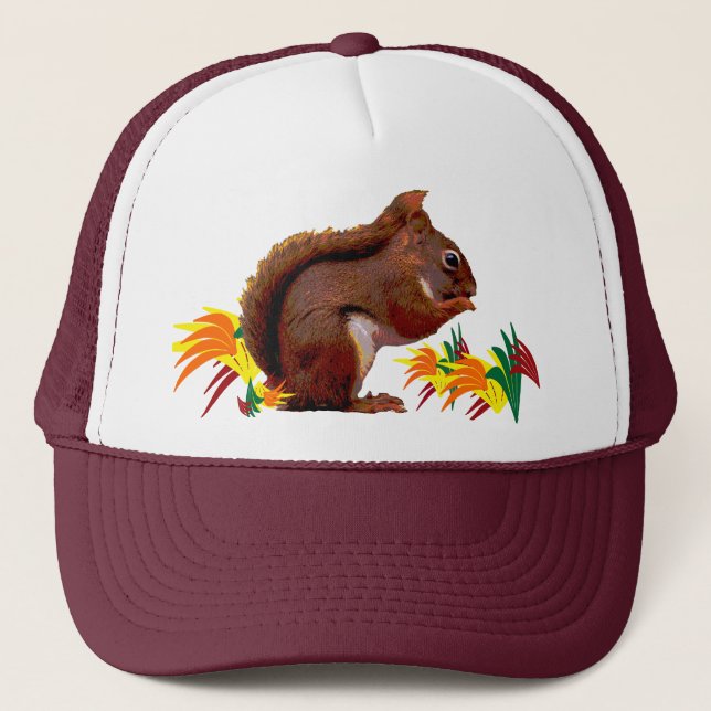 Casquette Écureuil rouge en automne (Devant)