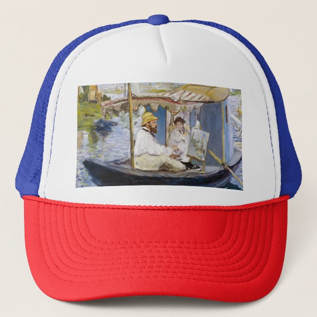 Casquette Edouard Manet - Monet dans son bateau atelier (Devant)