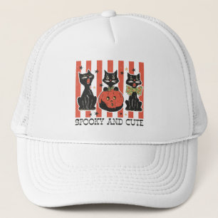 Casquette Éffrayant et mignon - Chat noir et Citrouille