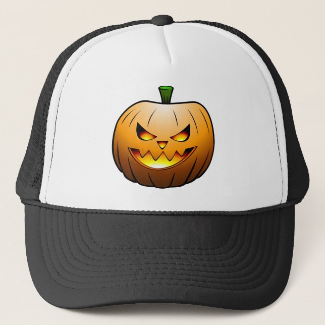 Casquette Éffrayant Tête Citrouille Halloween (Devant)