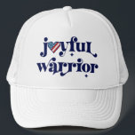 Casquette Élection Joyful Warrior Type de marine USA Drapeau<br><div class="desc">"Joyeux Guerrier". Soyez fiers et partagez votre soutien à Kamala Harris avec ce chapeau de camionneur ludique, amusant, graphique et patriotique. La typographie de calligraphie bleu marine et un coeur de drapeau américain en bois rustique recouvrent un arrière - plan blanc propre. Embrassez votre moi guerrier, fêtez fièrement d'être patriote...</div>