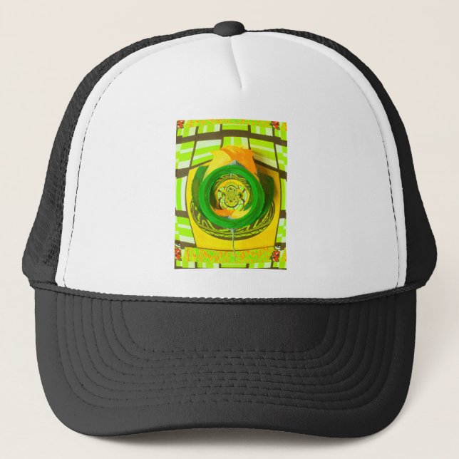 Casquette Elégance d'or : Beau art rose jaune africain (Devant)