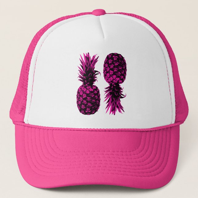 Casquette Élégant ananas rose tropicale (Devant)