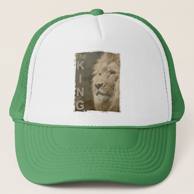 Casquette Elégant Blanc Et Vert Pop Art Moderne Tête De Lion (Devant)