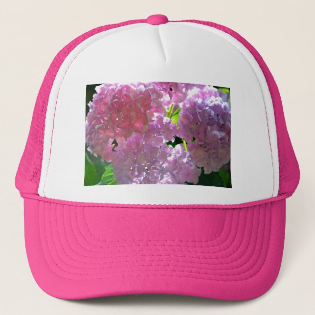 Casquette Élégant boho rose florales fleurs hydrangées (Devant)
