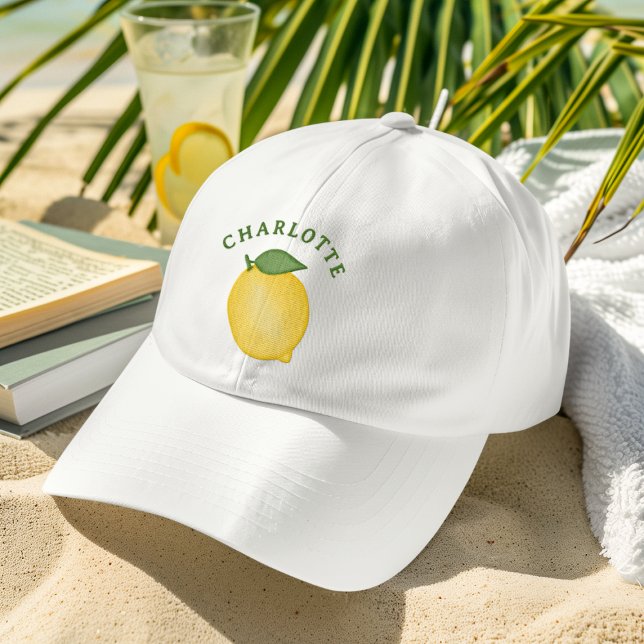 Casquette Élégant Citrus Citron jaune Monogramme d'été (Créateur téléchargé)