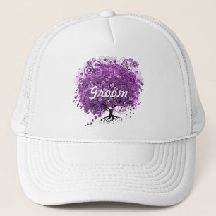 Casquette Élégant Mariage de feuilles d'arbre de coeur pourp