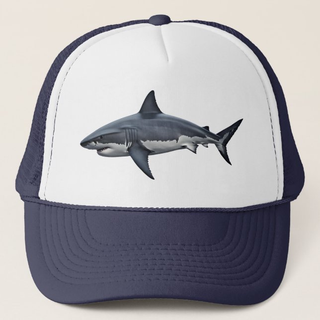 Casquette Elégant requin blanc bleu Vintage (Devant)