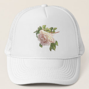 Casquette Elégant rose à fleurs blanc peachy orange foncé