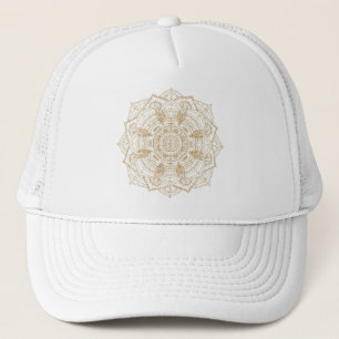 Casquette Elegant White & Gold Mandala Hand Drawn Design