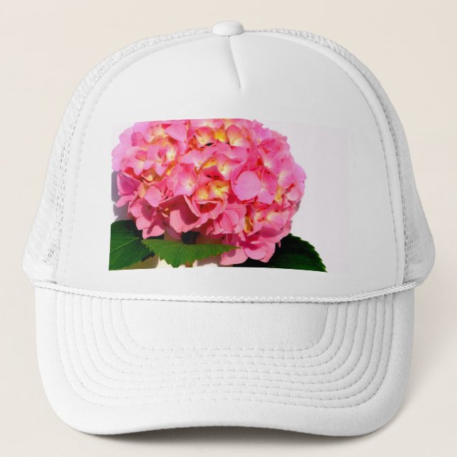 Casquette Elégante hydrangée rose fleurie rose (Devant)