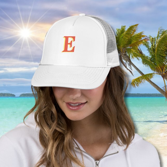 Casquette Élégante Lettre initiale 3D rouge orange | Corail (Créateur téléchargé)
