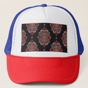 Casquette éléments cachemire asiatique, motif vintage boho.