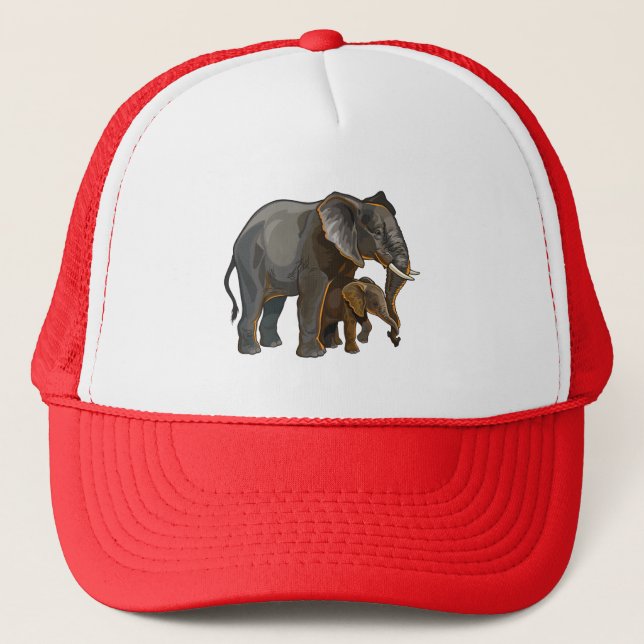 Casquette Eléphant africain avec bébé (Devant)