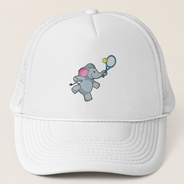 Casquette Elephant au Tennis avec raquette de tennis (Devant)
