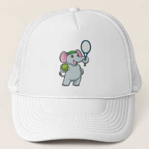 Casquette Elephant au Tennis avec raquette de tennis