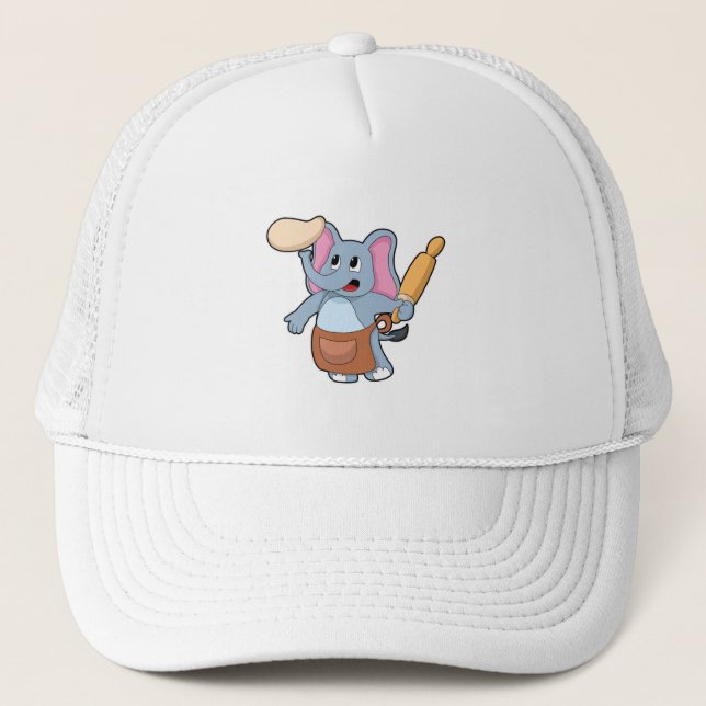 Casquette Eléphant comme cuisinier avec broche à rouleaux &  (Devant)