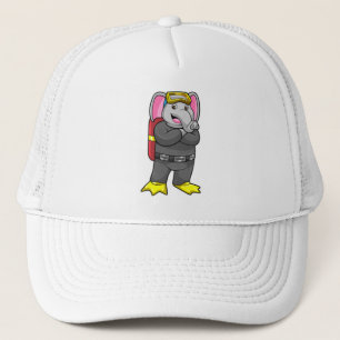 Casquette Elephant comme plongeur avec lunettes de plongée