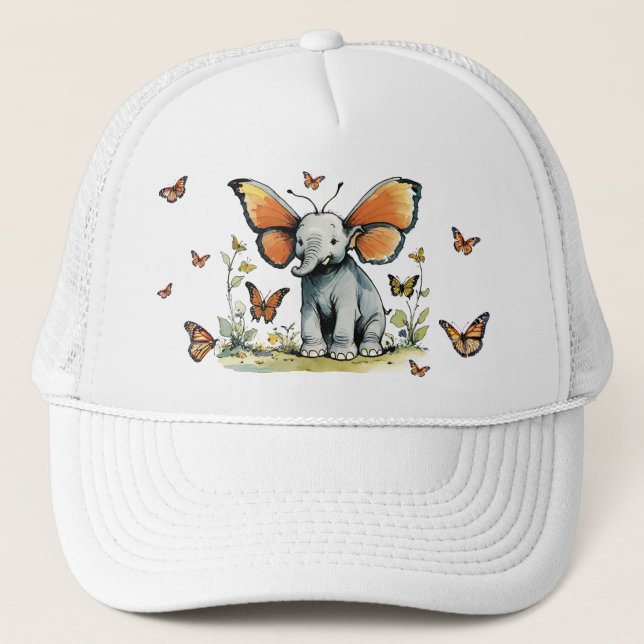 Casquette Eléphant de bébé avec oreilles de papillon (Devant)