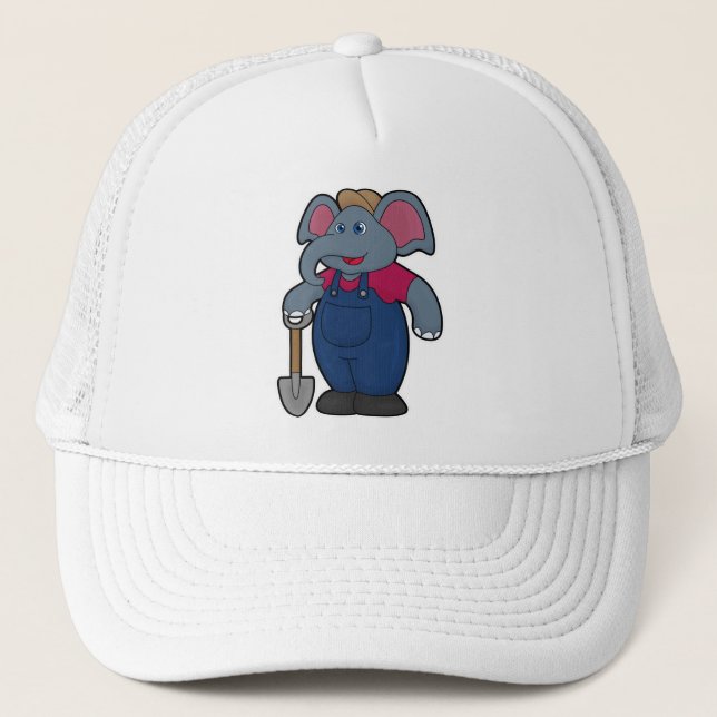 Casquette Elephant en tant que fermier avec Shovel (Devant)