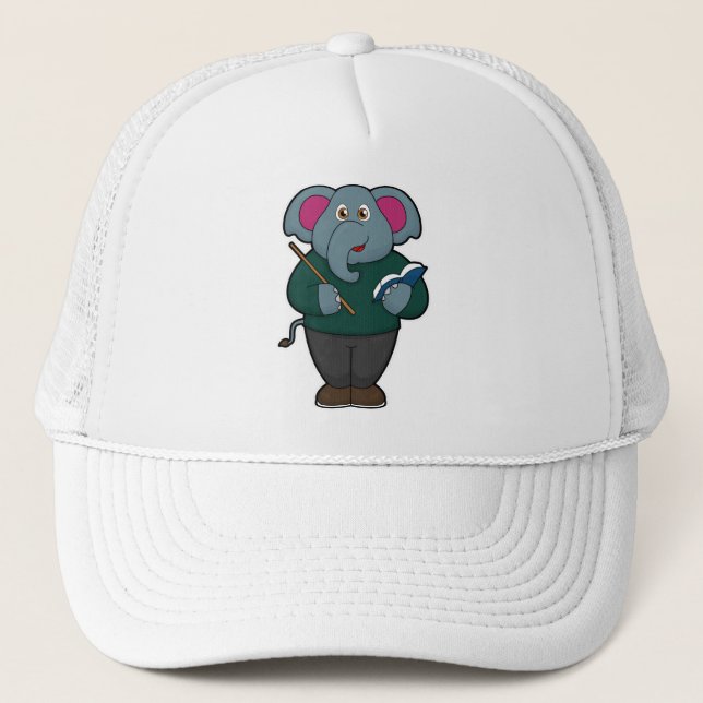Casquette Elephant en tant qu'enseignant avec livre et point (Devant)