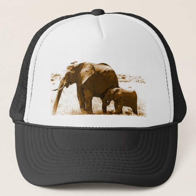 Casquette Eléphant et bébé Eléphant (Devant)