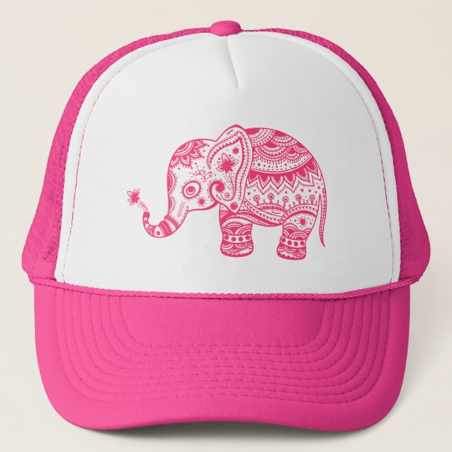 Casquette Eléphant floral rose mignon (Devant)