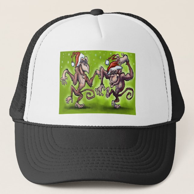 Casquette Elfes singes de Noël (Devant)