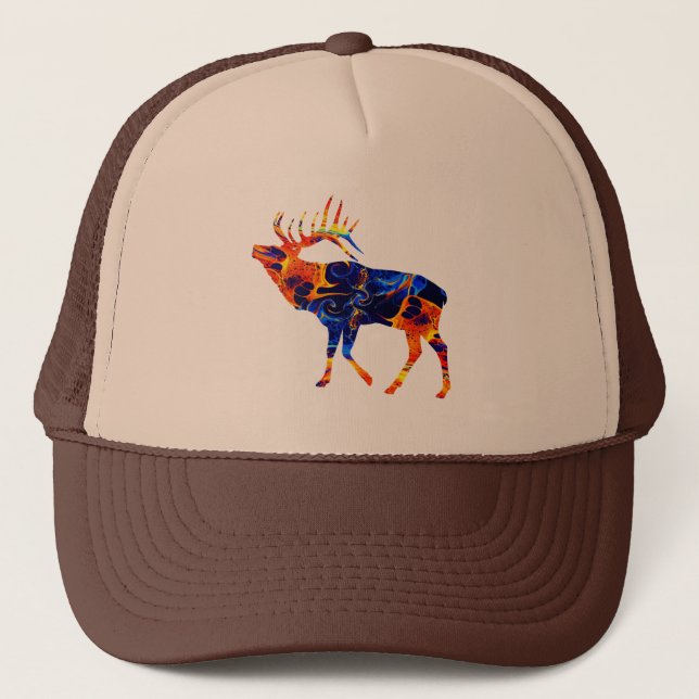 CASQUETTE ELK COLORÉ NEON PEINTURE ABSTRAITE (Devant)