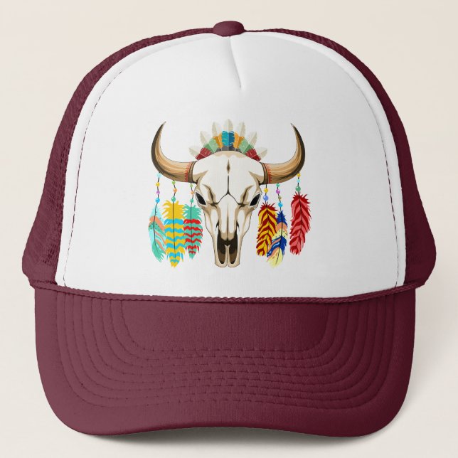 Casquette Emblème amérindien de crâne de buffle (Devant)