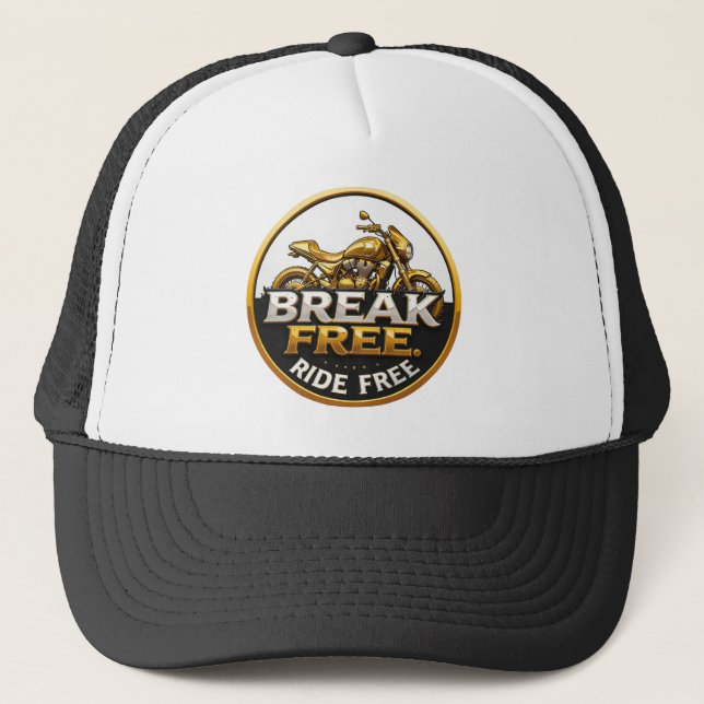 Casquette Emblème de moto doré avec texte gras (Devant)
