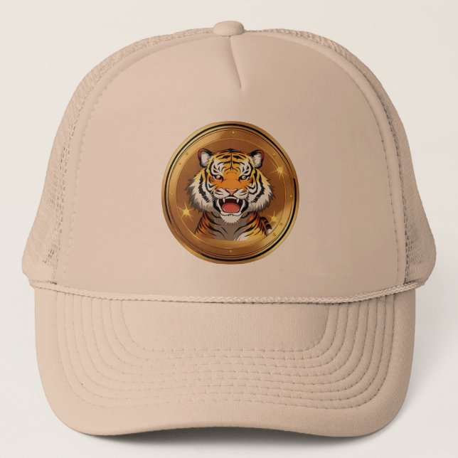 Casquette Emblème de tête de tigre sur un Arrière - plan cir (Devant)
